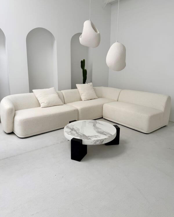 3-CZĘŚCIOWA MODUŁOWA SOFA LEWA AMARONE LUX – KREMOWA