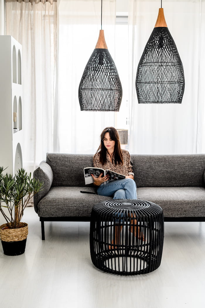 LAMPA WOODY  CZARNA M