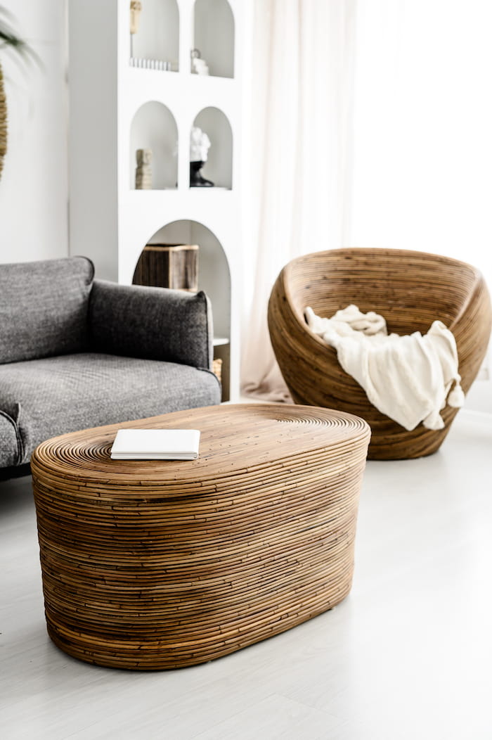 STOLIK OVALNY RATTANOWY TEGAL CIEMNY