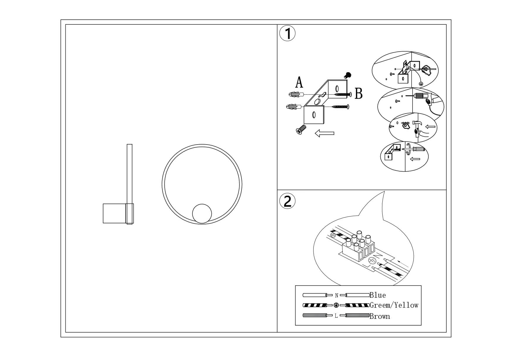 LAMPA ŚCIENNA VENTURO MOSIĄDZ + CZERŃ