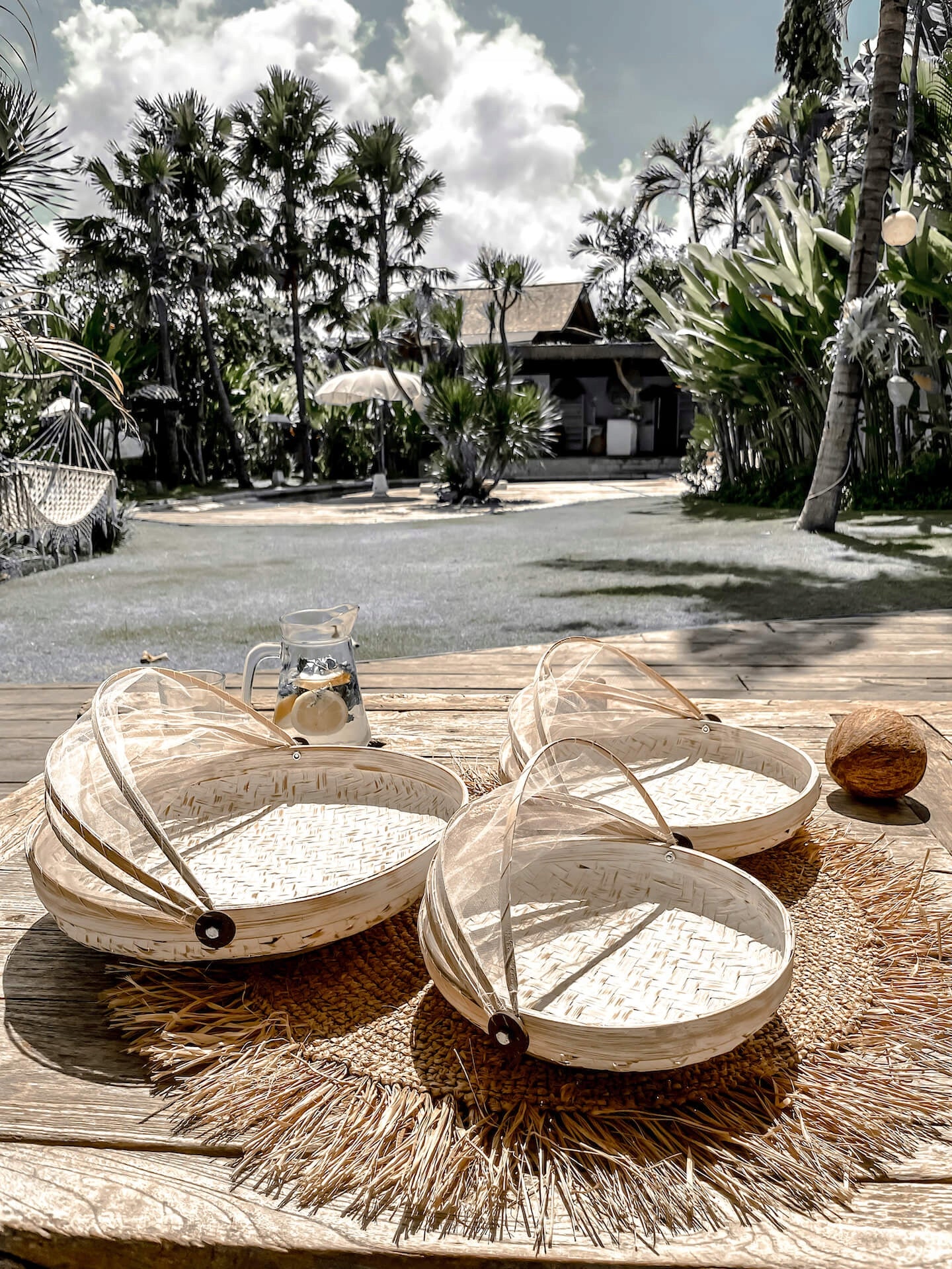 ZESTAW TRZECH BAMBUSOWYCH TAC ROYAL W KOLORZE BIAŁYM