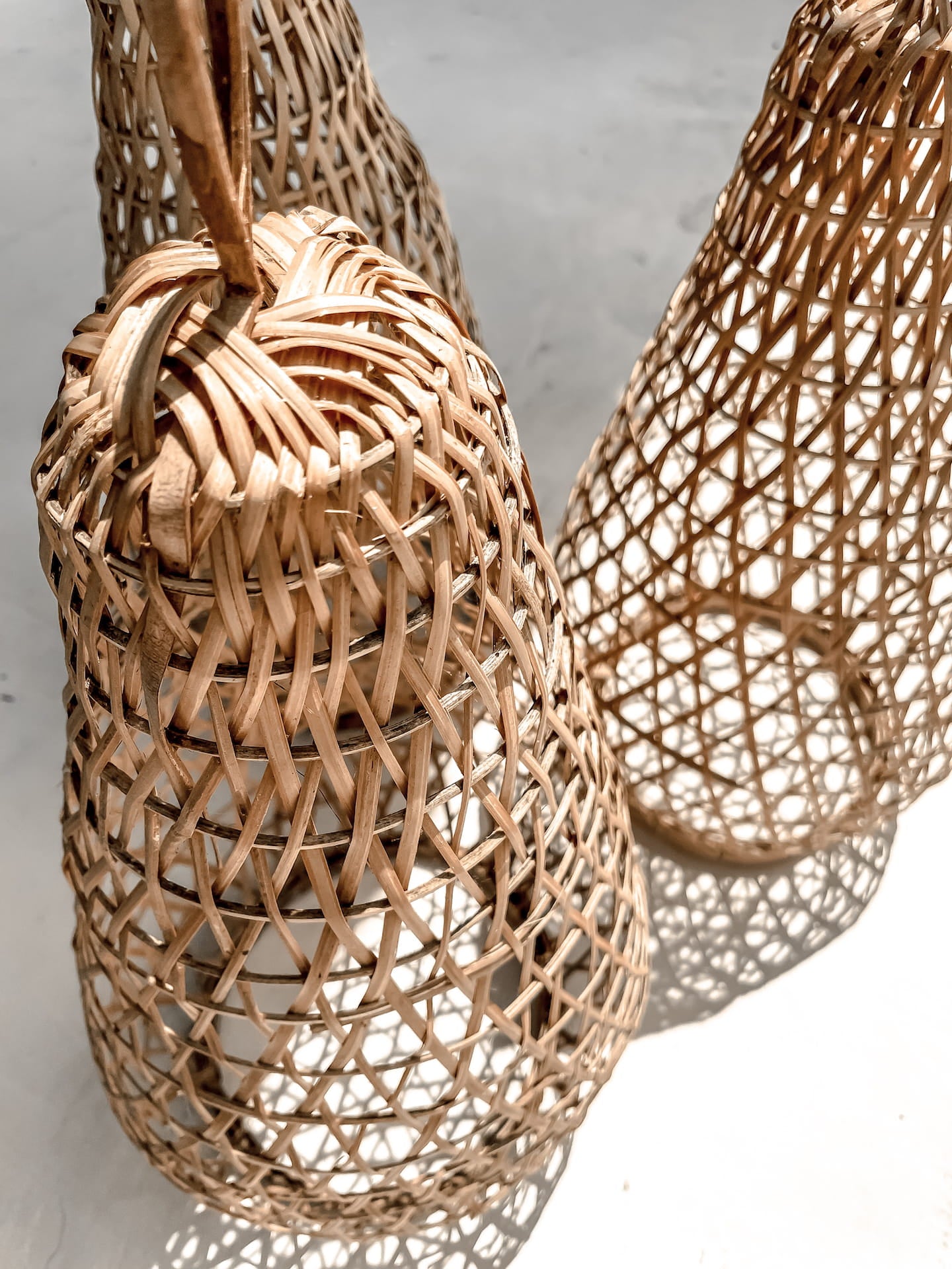 ZESTAW TRZECH LAMP WISZĄCYCH BOHO – OKRĄGŁA, STOŻEK, PODŁUŻNA