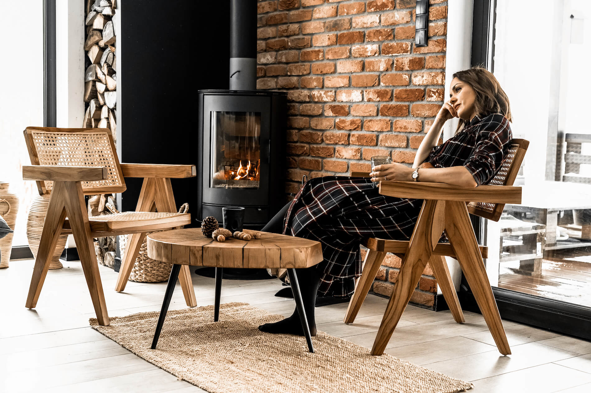 ZESTAW SZEŚCIU FOTELI DREWNIANYCH JOY W NATURALNYM KOLORZE