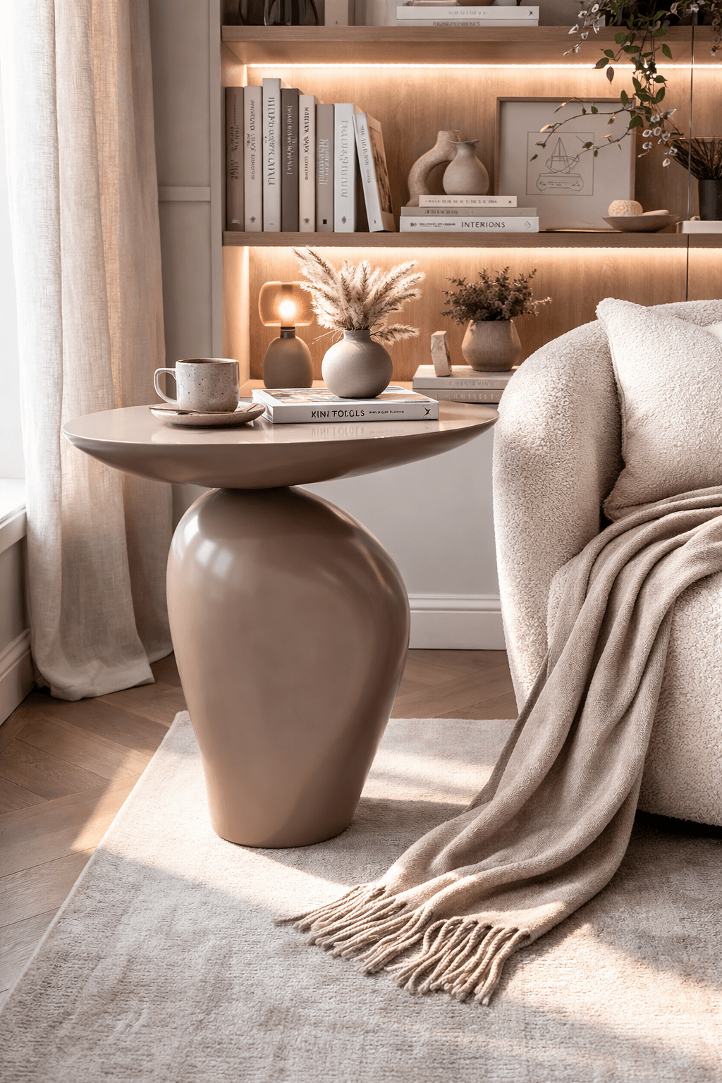 STOLIK KAWOWY NUORI KAWOWO-BEŻOWY O NIEREGULARNYM KSZTAŁCIE