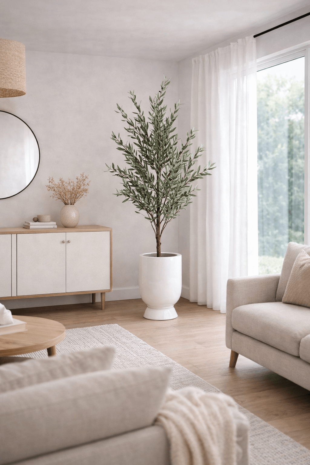 DUŻE SZTUCZNE DRZEWKO OLIWNE SZARE - 190 cm