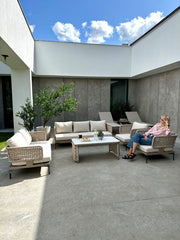 ZESTAW OGRODOWY ALUMINIOWY TIZIANO Z SOFĄ 3-OSOBOWĄ, SOFA 2-OSOBOWA, 2 FOTELAMI I STOLIKIEM KAWOWYM