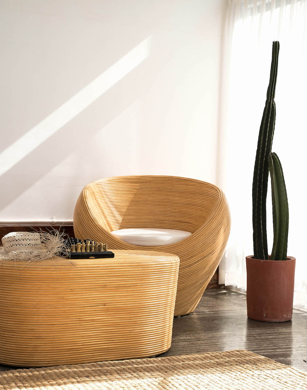 STOLIK RATTANOWY TEGAL OVALNY JASNY