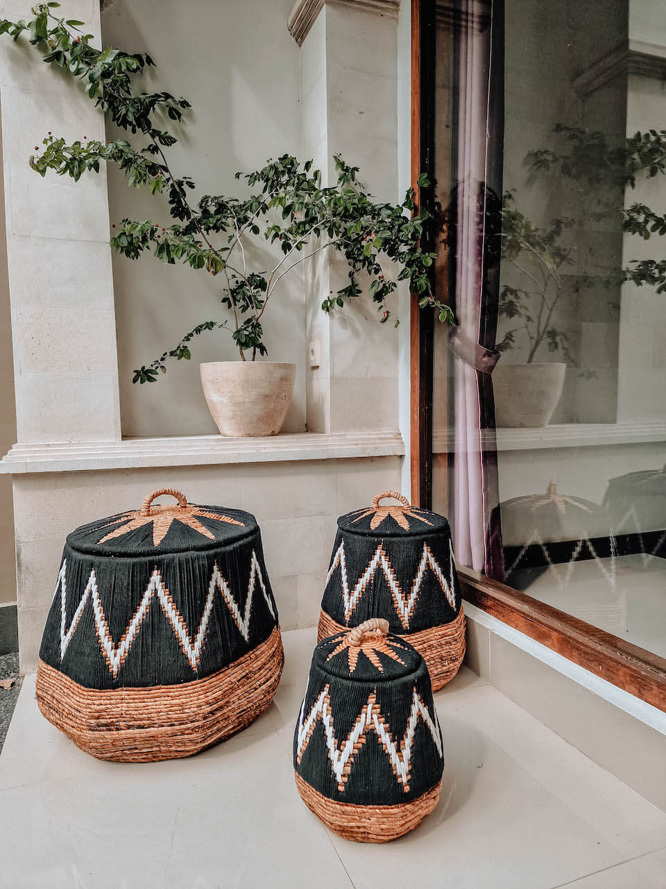 ZESTAW TRZECH KOSZY PERU W KOLORZE CZARNYM