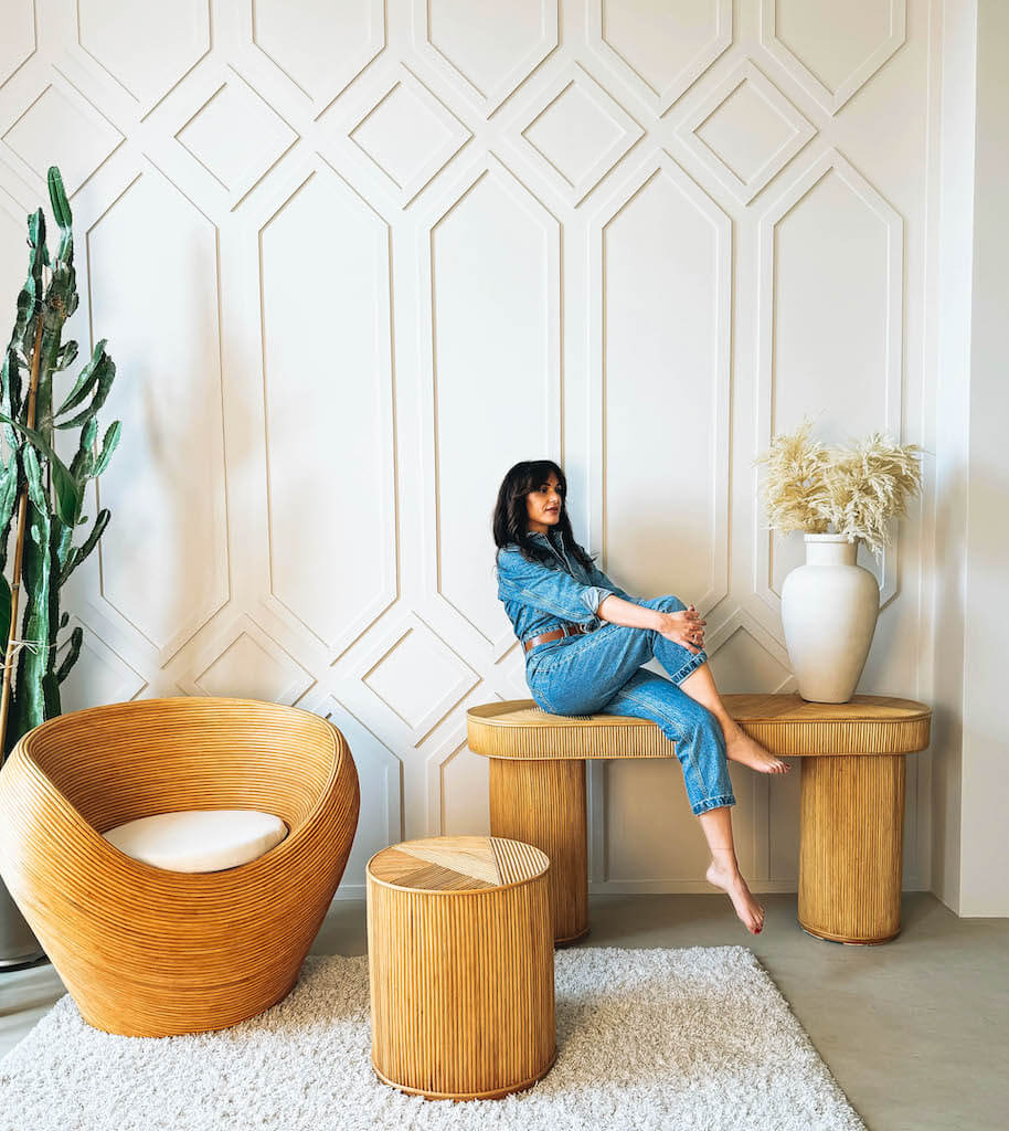 STOLIK KONSOLA KACA - naturalny rattan