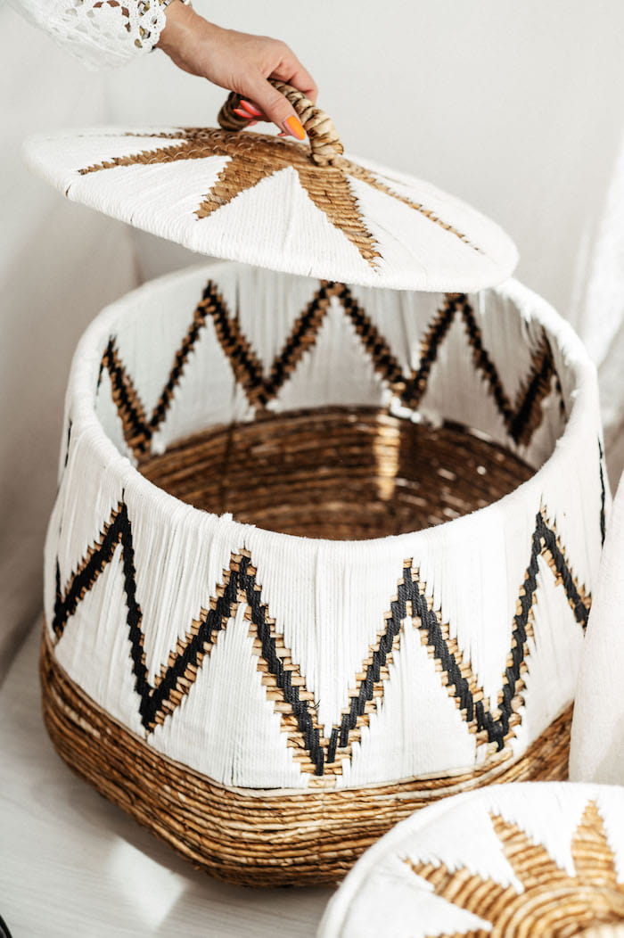 ZESTAW TRZECH KOSZY PERU W KOLORZE BIAŁYM