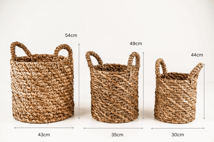 ZESTAW TRZECH KOSZY ZORRIA Z HIACYNTU WODNEGO