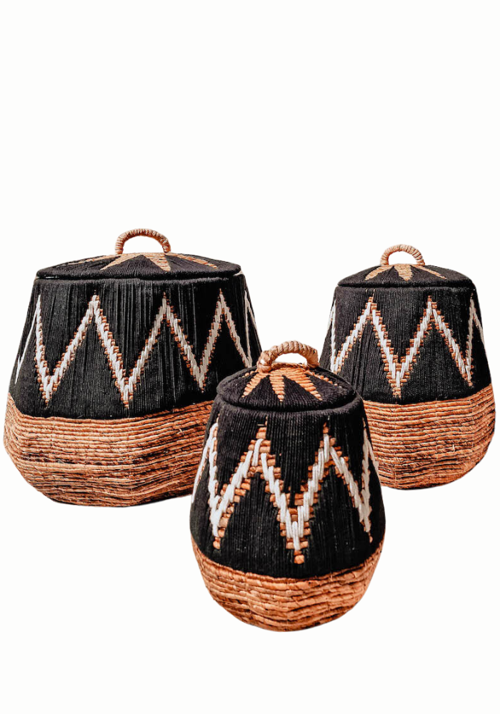 ZESTAW TRZECH KOSZY PERU W KOLORZE CZARNYM