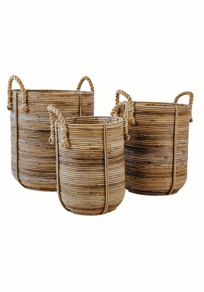 ZESTAW TRZECH KOSZY RATTANOWYCH AZURE