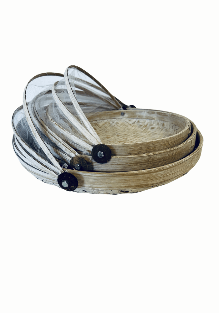 ZESTAW TRZECH BAMBUSOWYCH TAC ROYAL W KOLORZE BIAŁYM