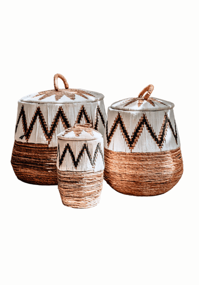 ZESTAW TRZECH KOSZY PERU W KOLORZE BIAŁYM