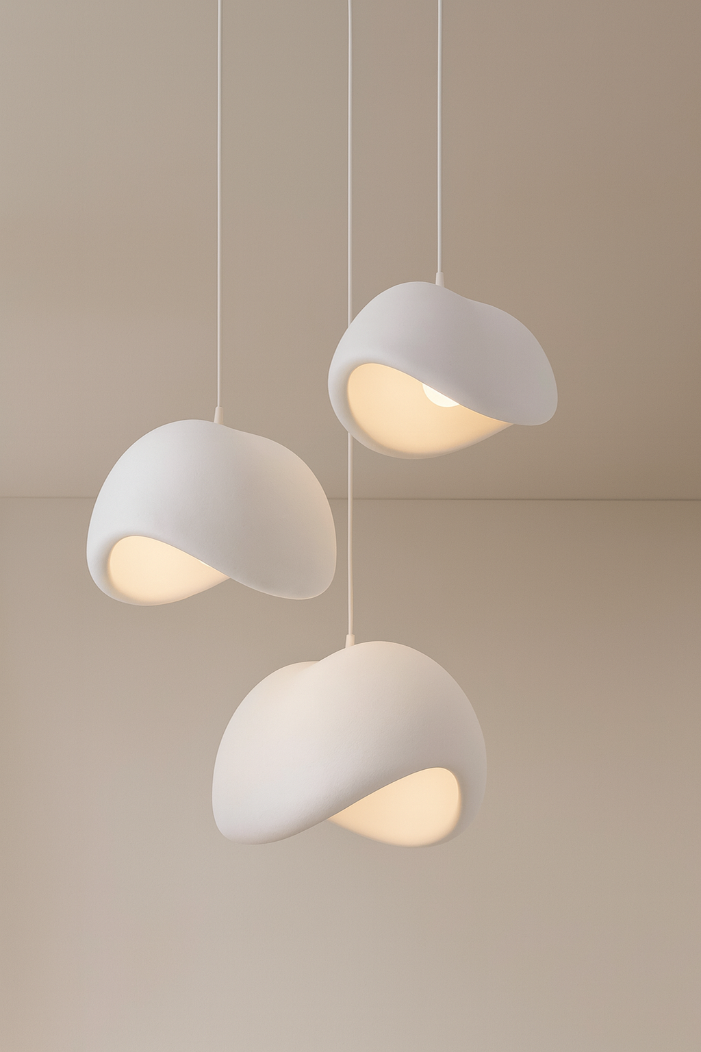 ZESTAW TRZECH LAMP WISZĄCYCH ASAHI BIAŁE