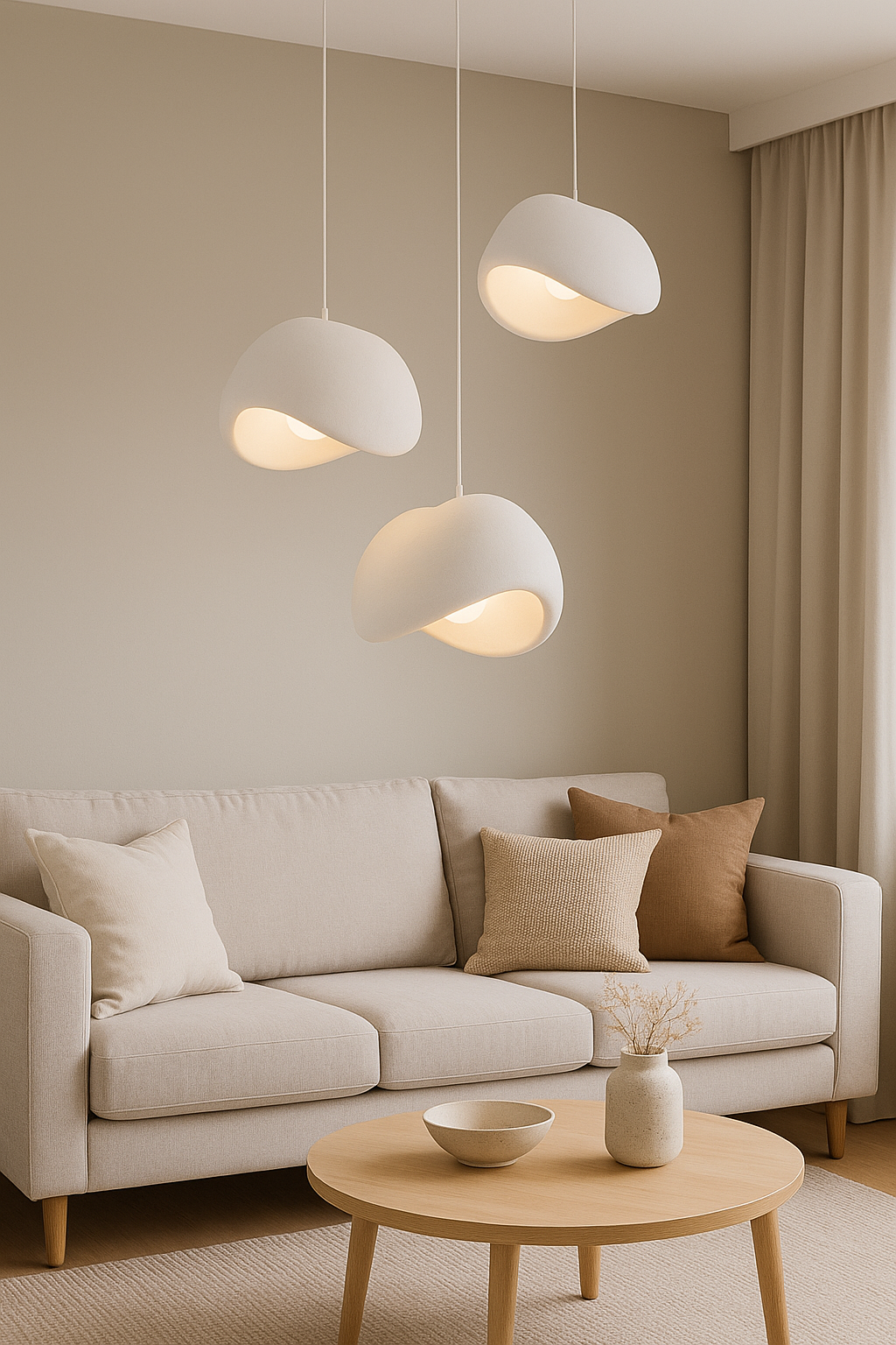 ZESTAW TRZECH LAMP WISZĄCYCH ASAHI  BIAŁE