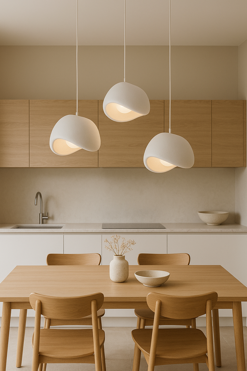 ZESTAW TRZECH LAMP WISZĄCYCH ASAHI  BIAŁE