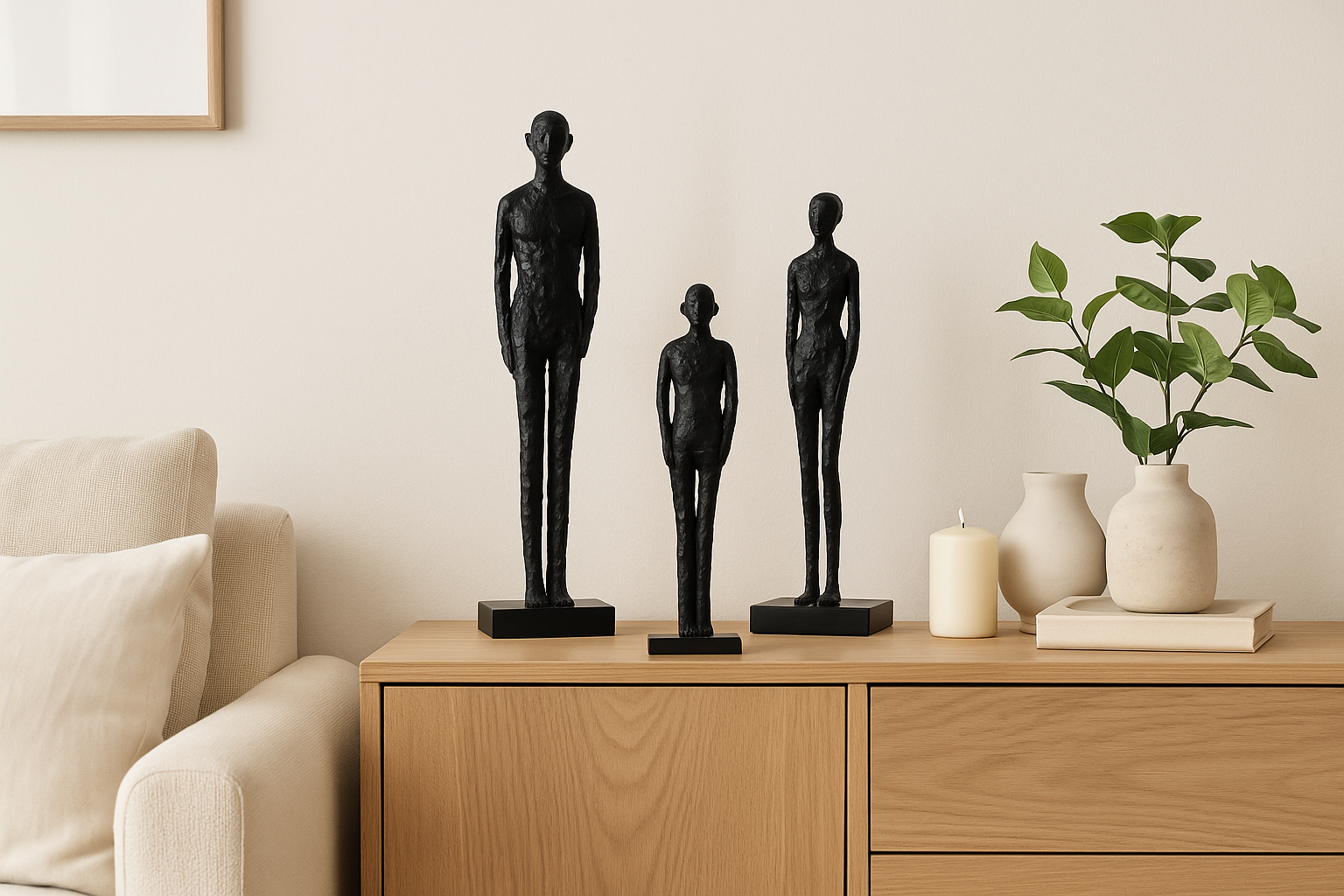 ZESTAW TRZECH FIGUREK DEKORACYJNYCH CHRISTIANO CZARNE