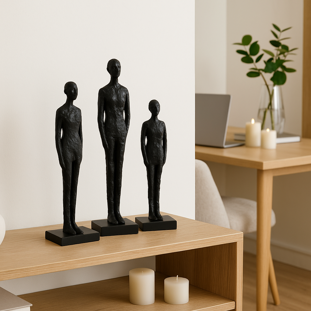ZESTAW TRZECH FIGUREK DEKORACYJNYCH CHRISTIANO CZARNE