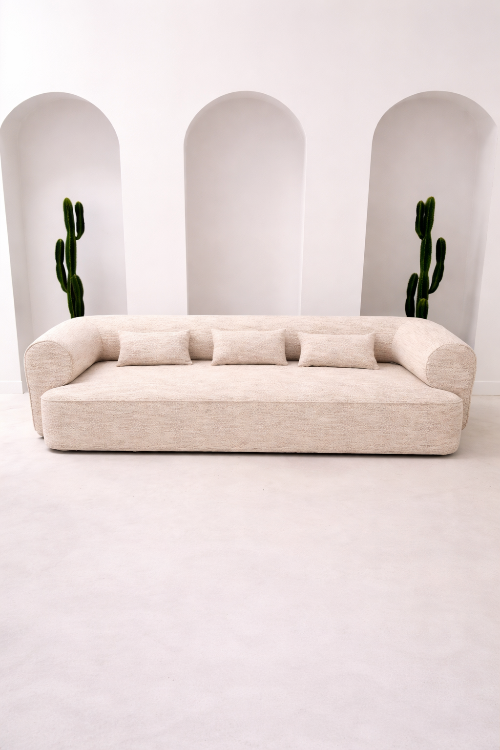 SOFA TRZYOSOBOWA BELAGIO – KREMOWY MELANŻ Z BORDEM