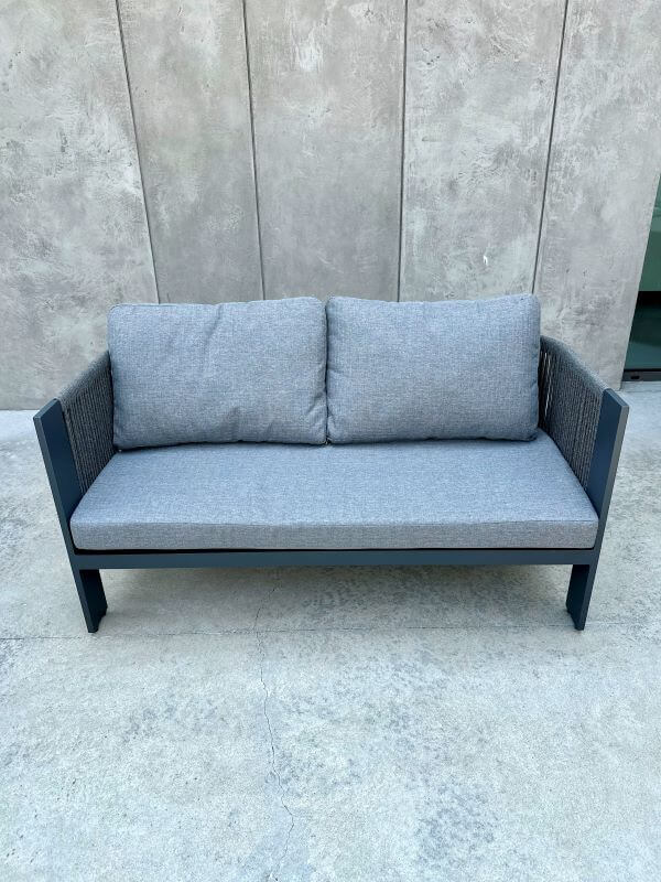 SOFA ALUMINIOWA DWUOSOBOWA LEONE W KOLORZE SZARYM