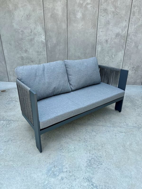 SOFA ALUMINIOWA DWUOSOBOWA LEONE W KOLORZE SZARYM