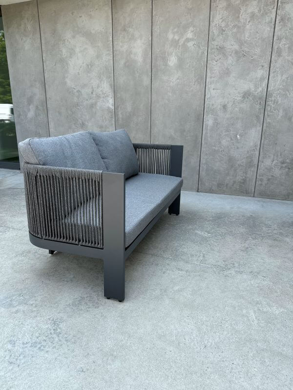 SOFA ALUMINIOWA DWUOSOBOWA LEONE W KOLORZE SZARYM