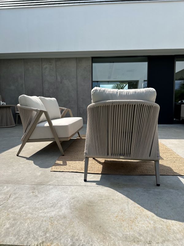 ZESTAW OGRODOWY ALUMINIOWY MAKSYMO Z SOFĄ 2-OSOBOWĄ, 2 FOTELAMI I STOLIKIEM KAWOWYM