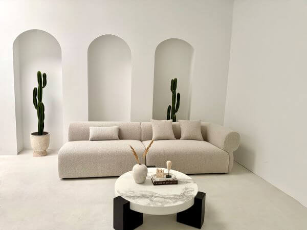 SOFA MODUŁOWA MILANO KREMOWA Z PRAWYM PODŁOKIETNIKIEM – NOWOCZESNA I KOMFORTOWA DO SALONU