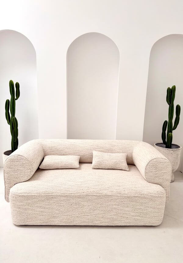 SOFA DWUOSOBOWA BELAGIO – KREMOWY MELANŻ Z BORDEM