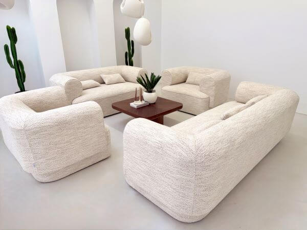 SOFA DWUOSOBOWA BELAGIO – KREMOWY MELANŻ Z BORDEM