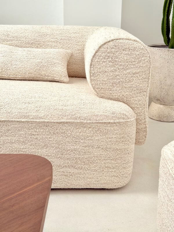 ZESTAW WYPOCZYNKOWY BELAGIO KREMOWY MELANŻ Z BORDEM SOFA 2-OSOBOWA I 2 FOTELE