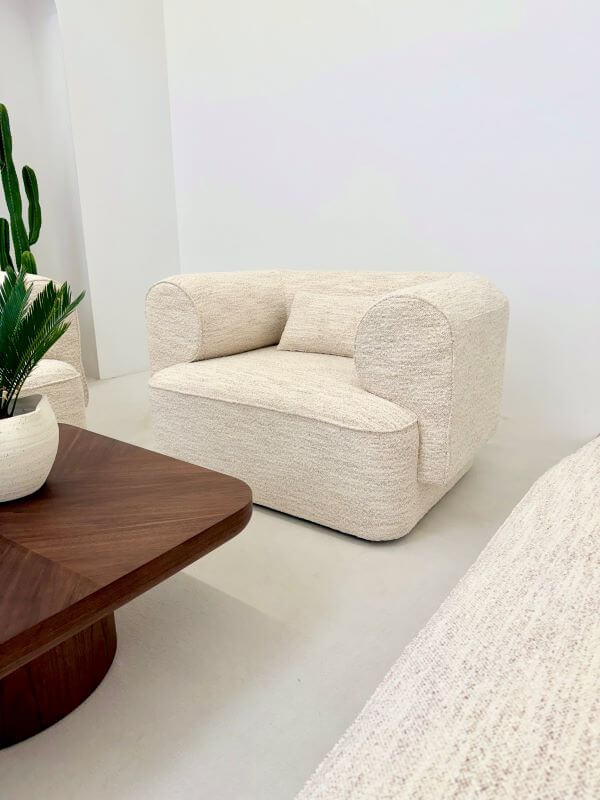 FOTEL BELAGIO – KREMOWY MELANŻ Z BORDEM