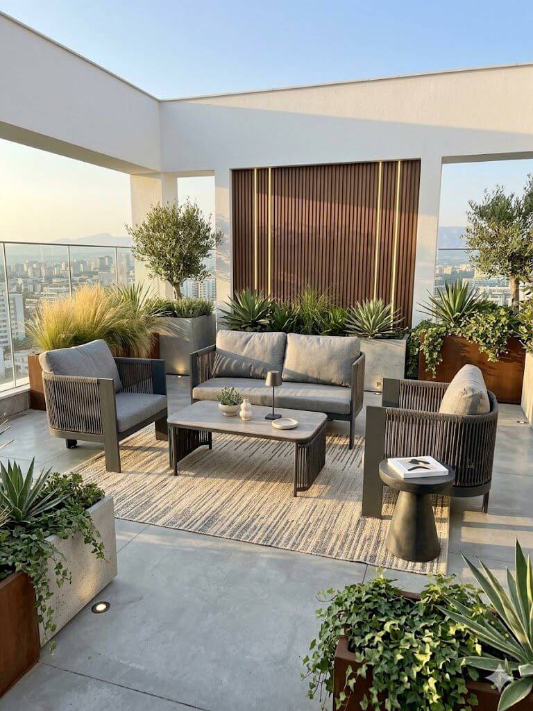 ZESTAW OGRODOWY ALUMINIOWY LEONE  Z SOFĄ 2-OSOBOWĄ, 2 FOTELAMI I STOLIKIEM KAWOWYM - SZARY