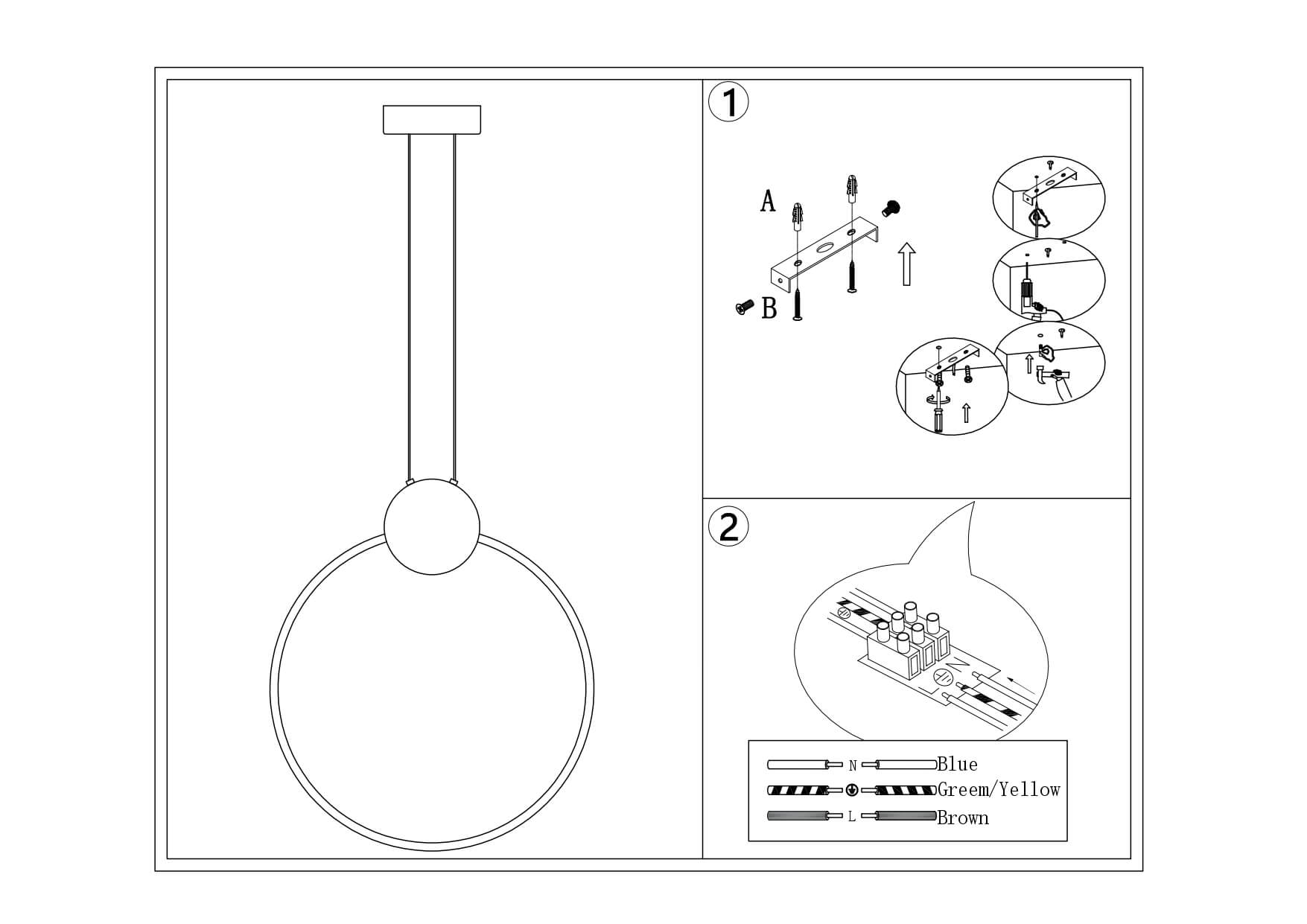 LAMPA WISZĄCA ZAFIRO L  MOSIĄDZ  CZERŃ