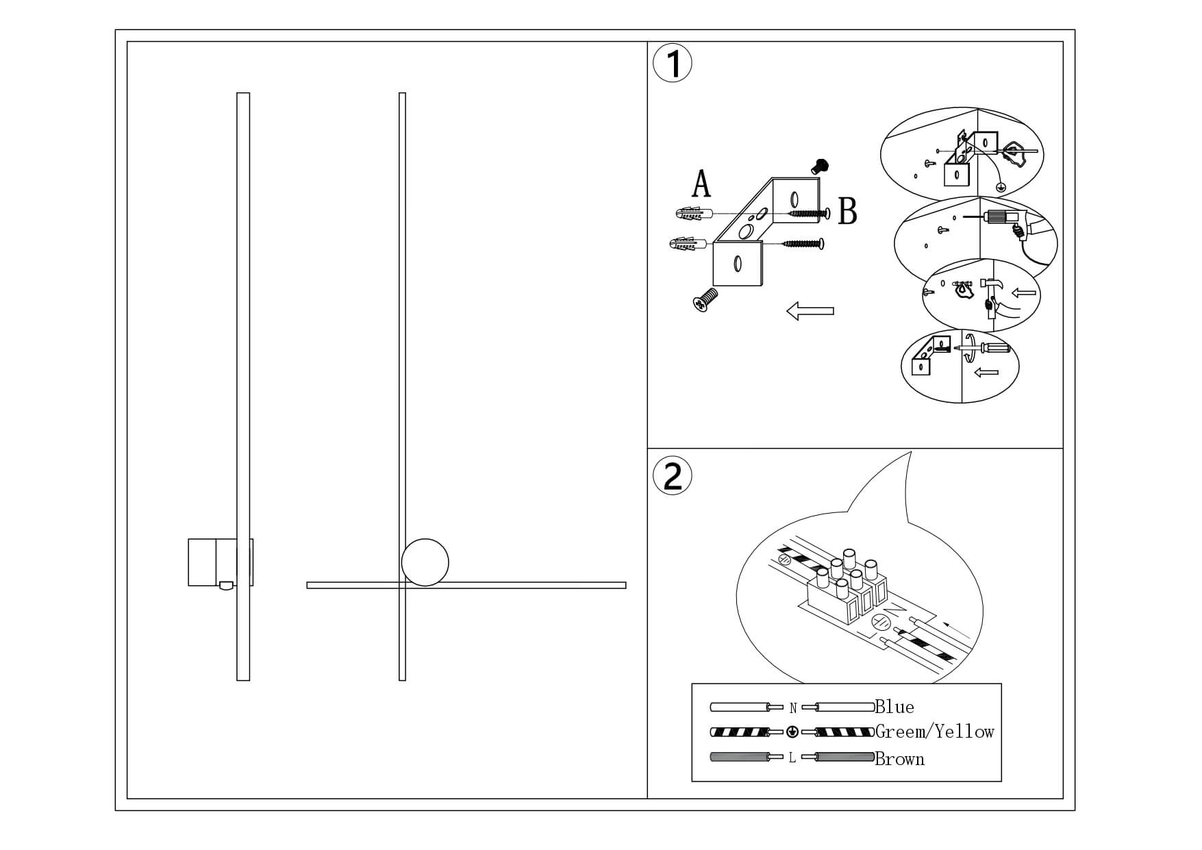 LAMPA ŚCIENNA PORTEBA  ZŁOTO CZARNA
