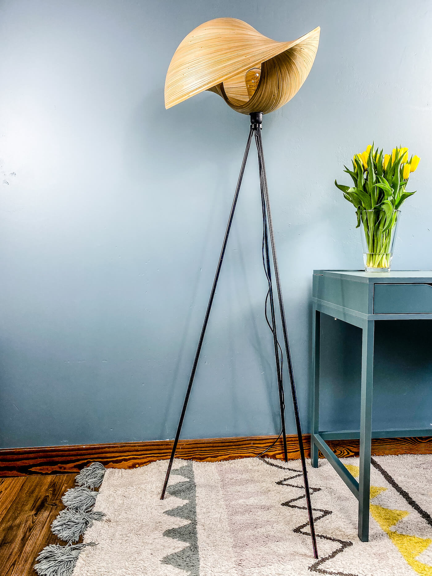 LAMPA  BAMBUSOWA ELLE STOJAK METALOWA