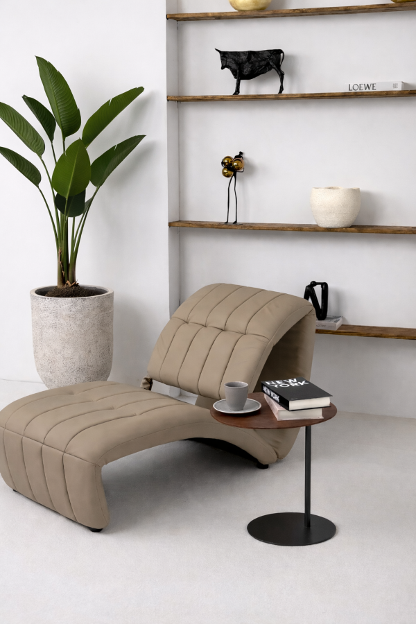 FOTEL WYPOCZYNKOWY ALESSANDRO BEŻOWY ZE SKÓRY NATURALNEJ