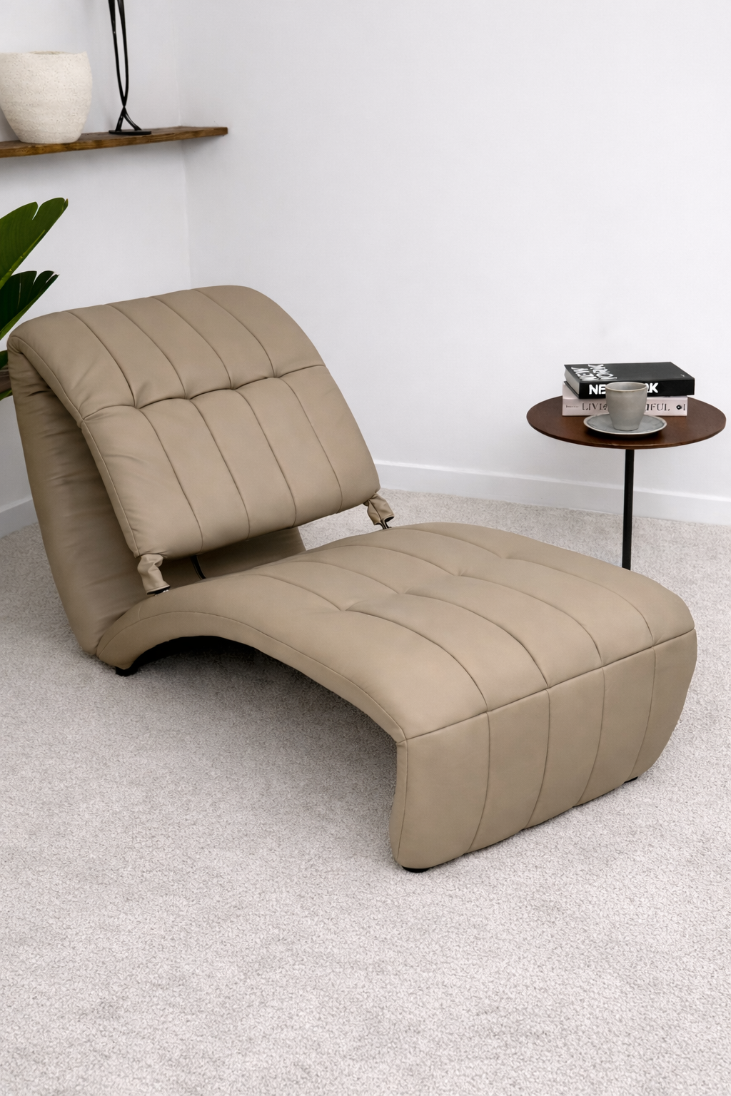 FOTEL WYPOCZYNKOWY ALESSANDRO BEŻOWY ZE SKÓRY NATURALNEJ