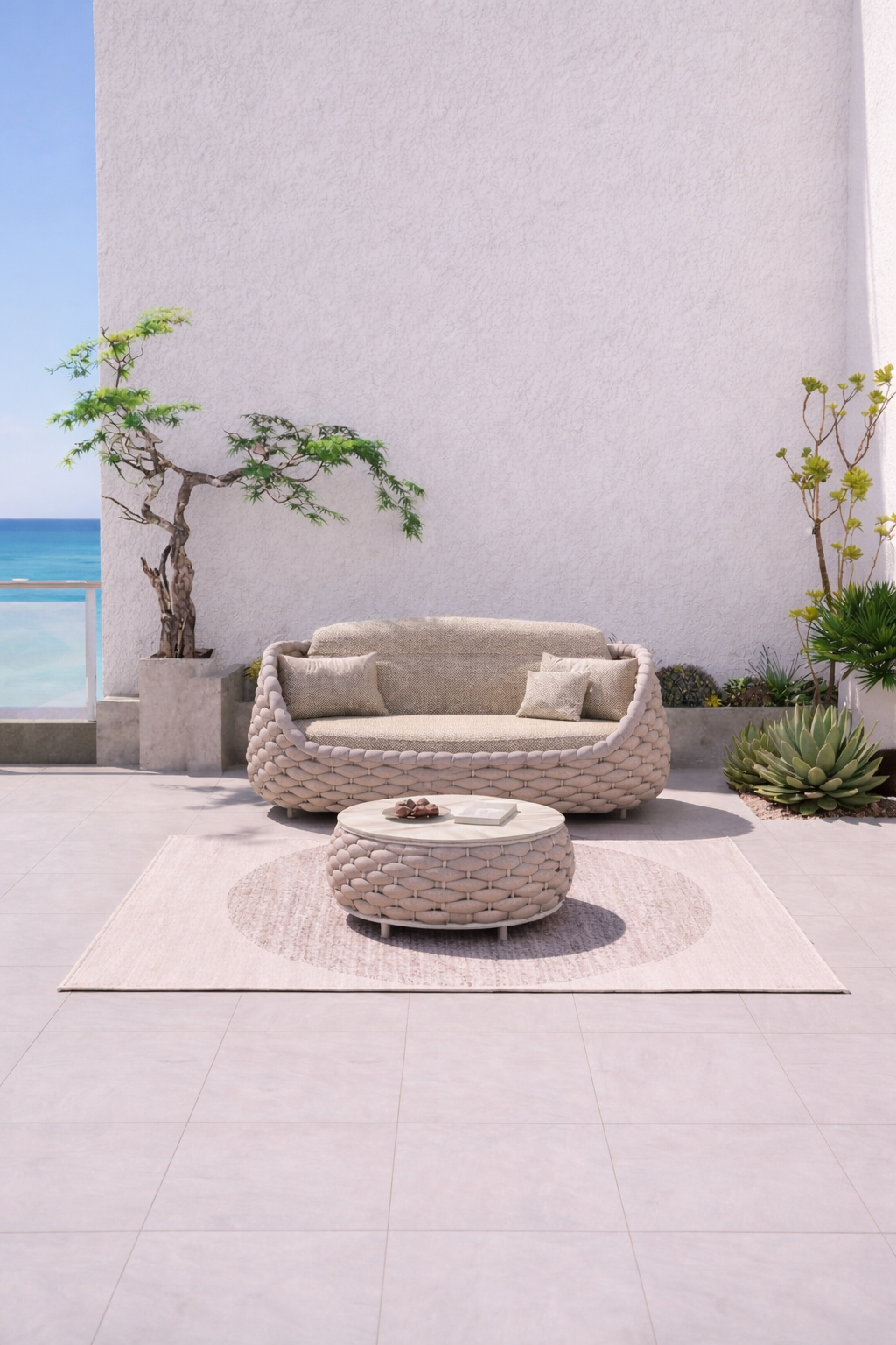 SOFA TRZYOSOBOWA OGRODOWA MARINO LOUNGE JASNOSZARA