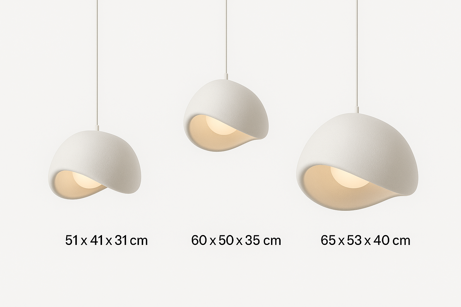 ZESTAW TRZECH LAMP WISZĄCYCH ASAHI  BIAŁE