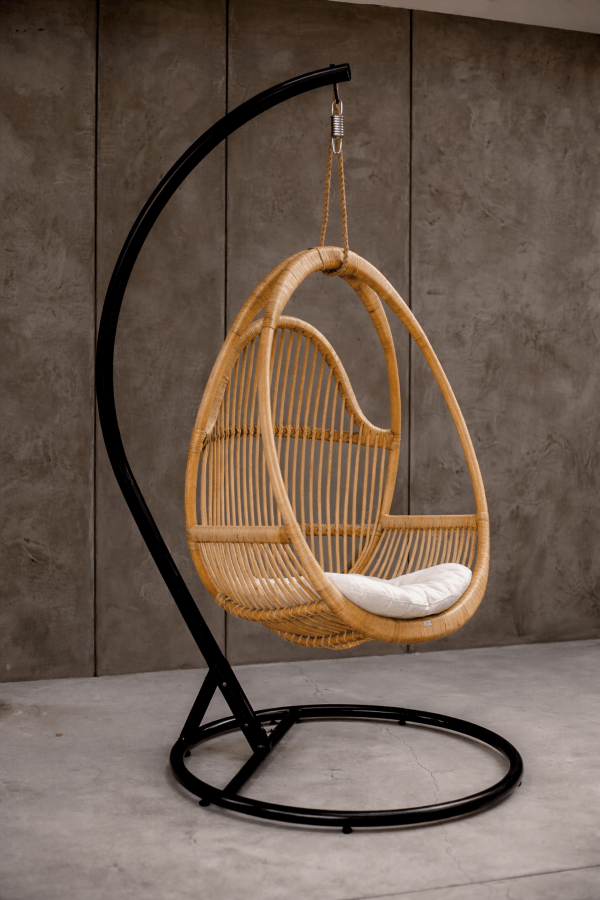 FOTEL WISZĄCY HENRY NATURALNY ZE STELAŻEM DO POKOJU