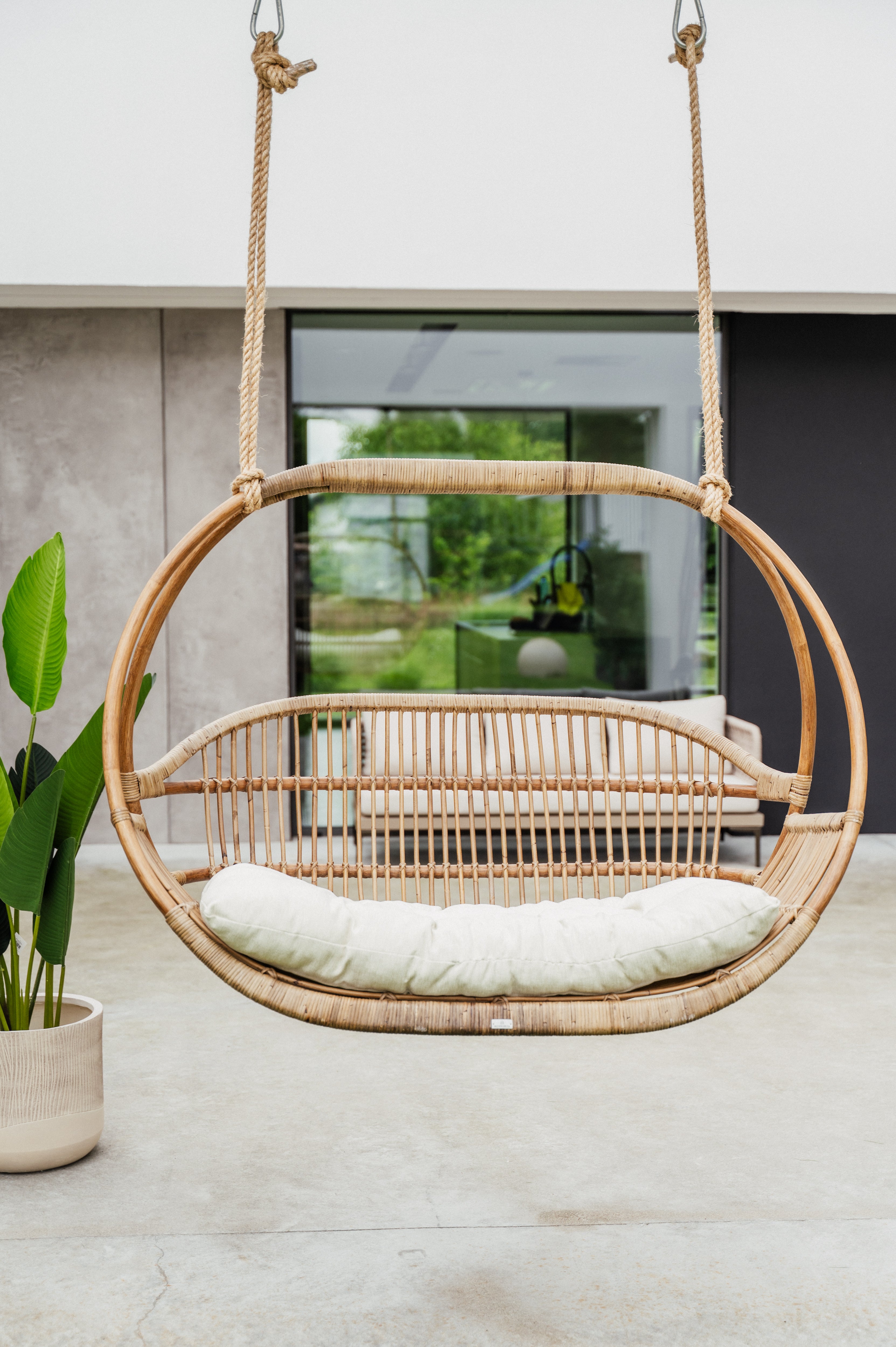 RATTANOWY FOTEL WISZĄCY DOUBLE HENRY CIEMNY