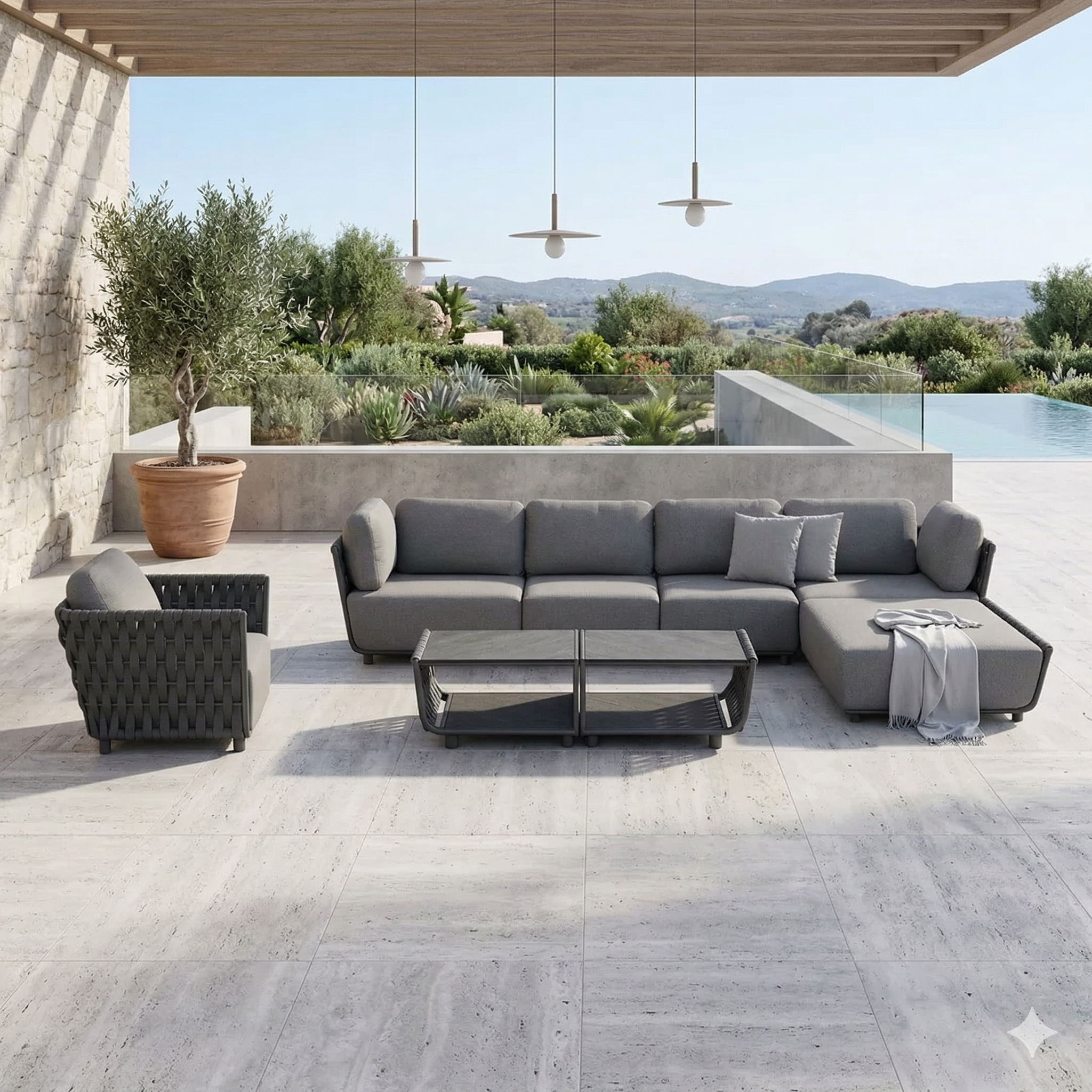 ZESTAW MODUŁOWY 7 CZĘŚCIOWY SERANO LOUNGE SZARY