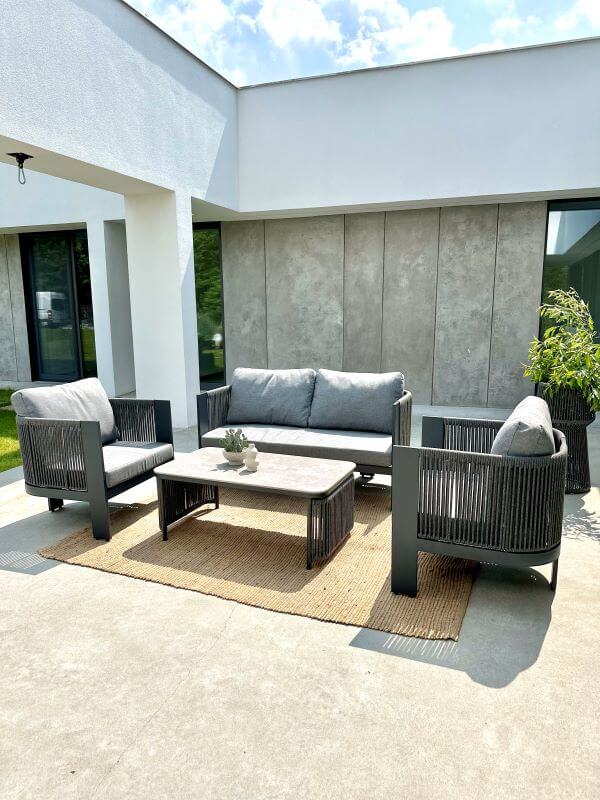 SOFA ALUMINIOWA DWUOSOBOWA LEONE W KOLORZE SZARYM