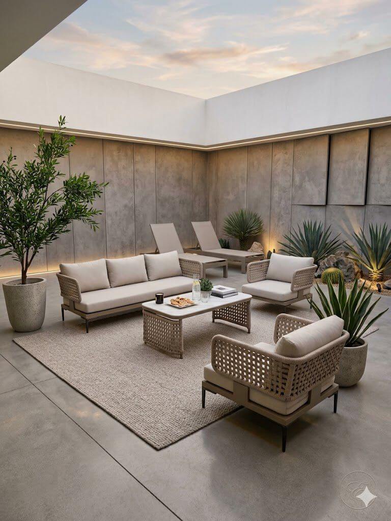 ZESTAW OGRODOWY ALUMINIOWY TIZIANO SZAMPAŃSKI Z SOFĄ 3-OSOBOWĄ, 2 FOTELAMI I STOLIKIEM KAWOWYM