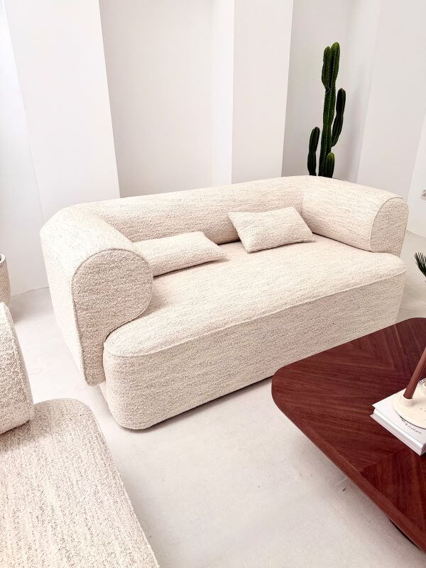 SOFA DWUOSOBOWA BELAGIO – KREMOWY MELANŻ Z BORDEM