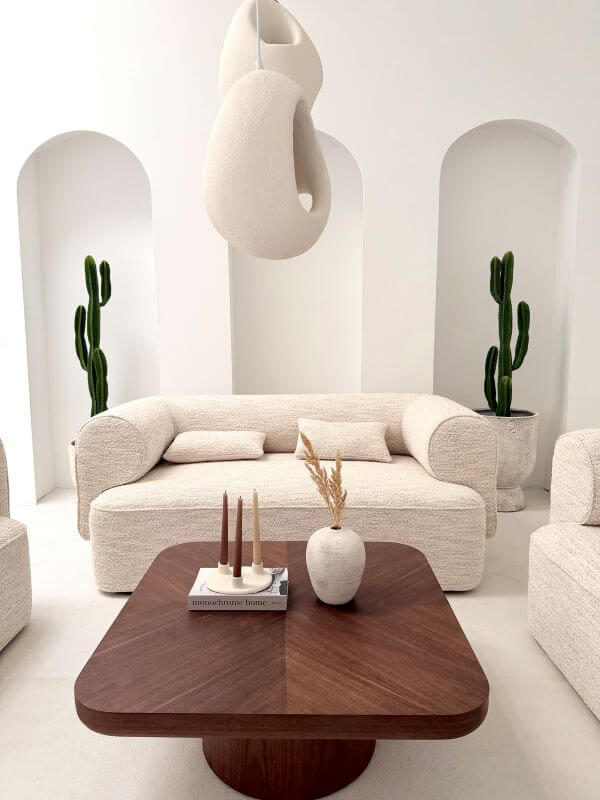 SOFA DWUOSOBOWA BELAGIO – KREMOWY MELANŻ Z BORDEM