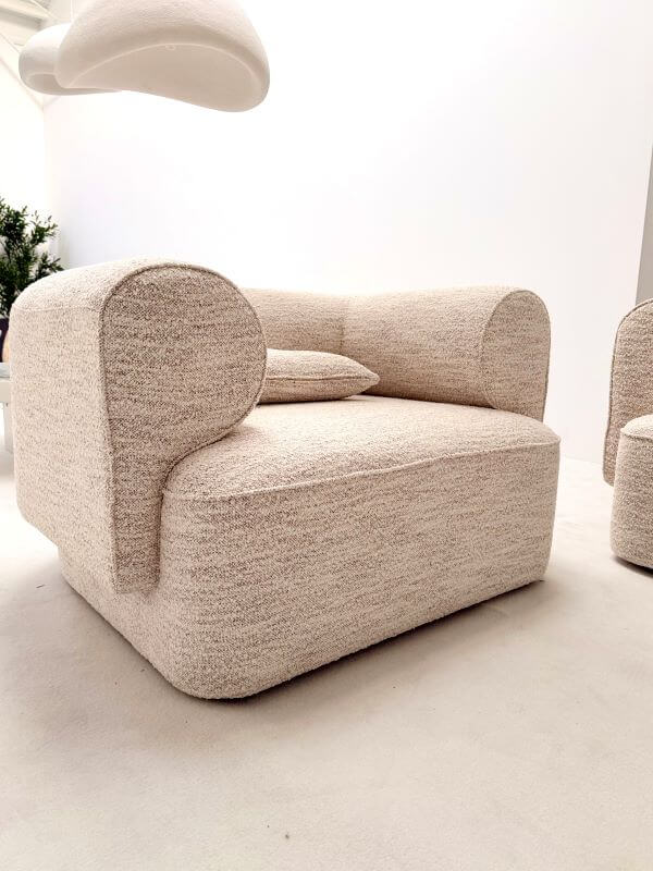 ZESTAW WYPOCZYNKOWY BELAGIO KREMOWY MELANŻ Z BORDEM SOFA 3-OSOBOWĄ I 2 FOTELE